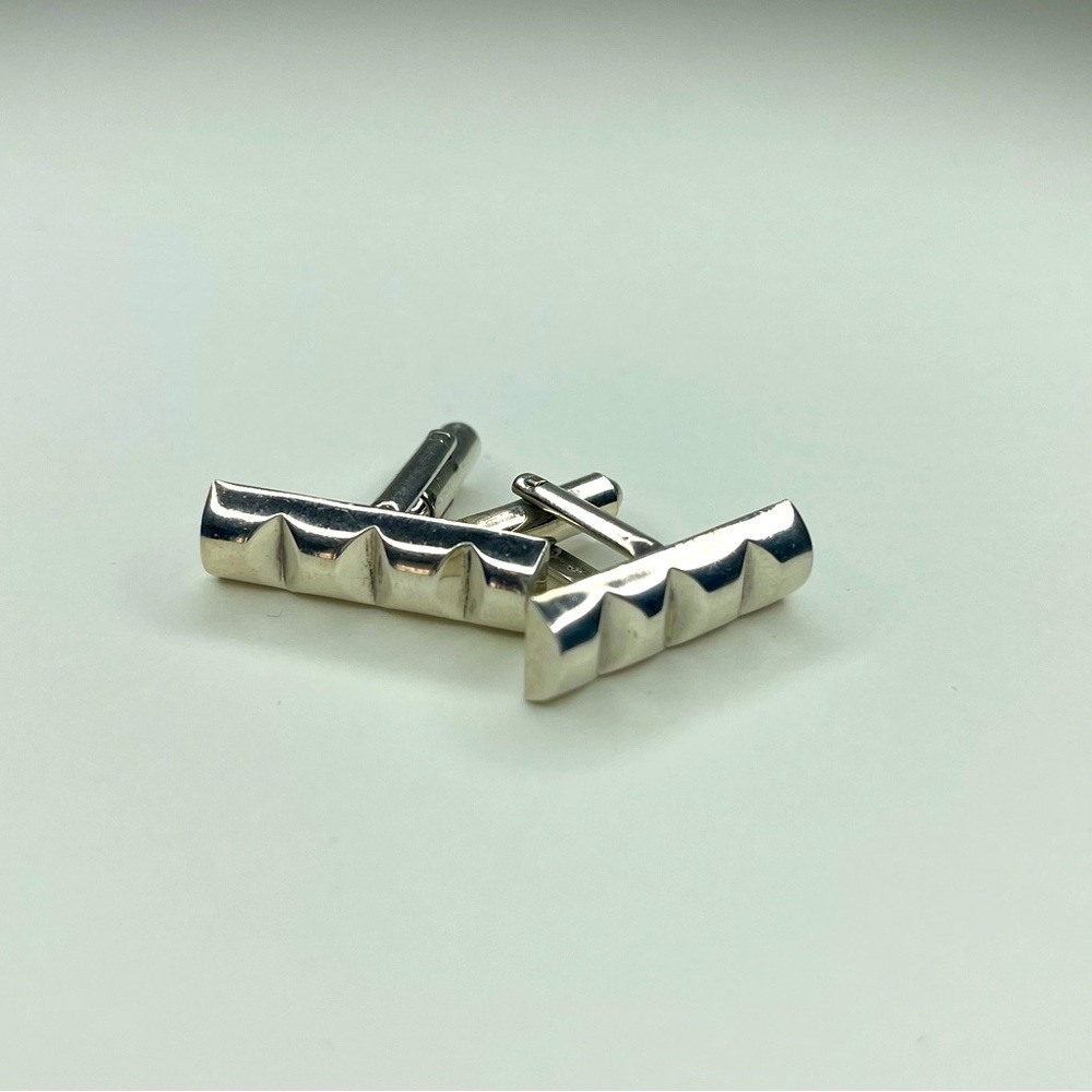 Henry Steig Abstract Modernist Sterling Silver “RockStud” Cufflinks